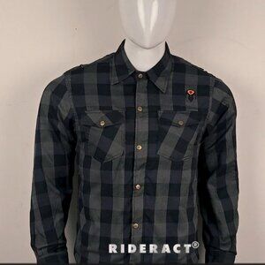 RIDERACT® Motorcycle Flannel Shirts Mens Armored Shirt Protective Gear Jacket